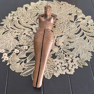 Vintage Elegant Brown Wooden Lady Figurine - Home Accent (Nut Cracker)